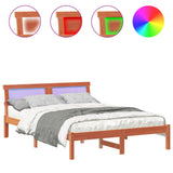 Bed Frame with Headboard Wax Brown 120 x 190 cm Solid Pine Wood 872832
