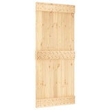 Sliding Door Natural and Black 90 x 210 cm Solid Pine Wood 3444899