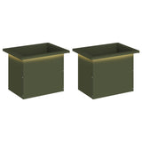 Garden Planter with LED 2 pcs Olive Green 30 x 40 x 30 cm Steel 8008077
