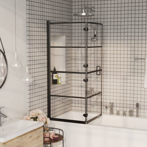 ZNTS Folding Shower Enclosure ESG 120x140 cm Black 150745