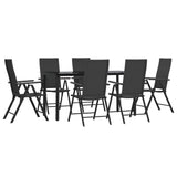 7 Piece Garden Dining Set Black Poly Rattan 3156513