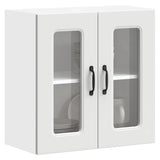 Kitchen Wall Cabinet with Glass Door Kalmar White Engineered Wood 853667