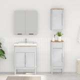Bathroom Furniture Set FLORO 3 pcs White Solid Pine Wood 3385884