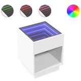 Bedside Table with Infinity LED White 40x40x50 cm 3284077