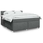 ZNTS Box Spring Bed with Mattress Dark Grey 180x200 cm Fabric 3285968