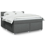 ZNTS Box Spring Bed with Mattress Dark Grey 180x200 cm Fabric 3285968