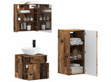 Bathroom Furniture Set 4 pcs Old Wood Engineered Wood and Glass 3407461