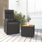 2 Piece Garden Lounge Set Black Poly Rattan&Solid Wood Acacia 3157666