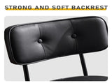 2 Pcs Black PU Swivel Bar Stools with Button-Tufted Backrest and Metal Legs 86805755