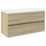 ZNTS 2 Piece Bathroom Furniture Set Ceramic and Engineered Wood 3307660