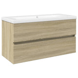 2 Piece Bathroom Furniture Set Ceramic and Engineered Wood 3307660
