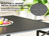 94 x 94 cm Garden Table with Parasol Hole, Outdoor Dining Garden Table for Four with Slatted Metal T3398P317602