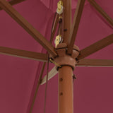 Garden Parasol with Wooden Pole Bordeaux Red 299x240 cm 363171