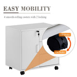 White Office Filing Cabinet Mobile Printer Stand File Storage Drawers Wheels 76164380