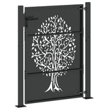 Garden Gate with Lock Black 110 x 130 cm Powder-coated steel 42015885