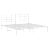 Metal Bed Frame without Mattress with Headboard White 200x200cm 355617