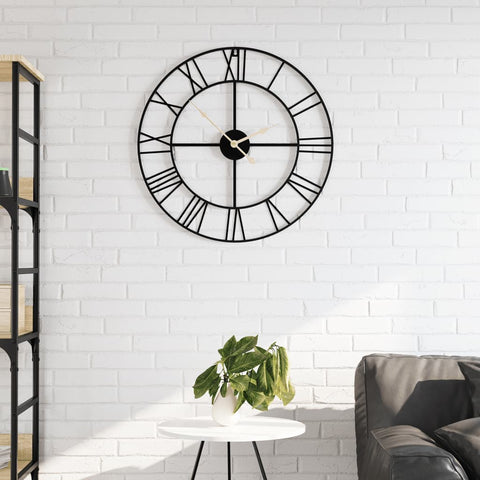 ZNTS Wall Clock Black Ø50 cm Iron 4008411
