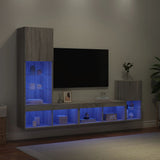 4 Piece TV Wall Units with LED Grey Sonoma Engineered Wood 3216666