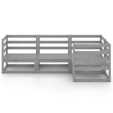 4 Piece Garden Lounge Set Grey Solid Wood Pine 3075546