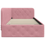 Corner Bed Frame with Headboard Pink 90 x 200 cm Velvet 42016536