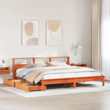 Bookcase Bed without Mattress Wax Brown 200x200 cm Solid Wood Pine 3309799