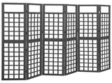 6-Panel Room Divider/Trellis Solid Fir Wood Black 242.5x180 cm 316485