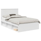 Bed Frame with Headboard White 120 x 190 cm Solid Pine Wood 3409372