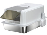 Stainless Steel Cat Litter Box with Removable Lid, Scoop, Filter Bags, for Larger Cats, White T3398P376114