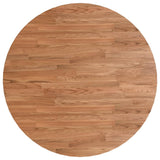 Round Table Top Light Brown 70x1.5 cm Treated Solid Wood Oak 342962