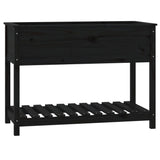 Planter with Shelf Black 111.5x54x81 cm Solid Wood Pine 823791