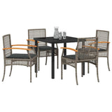 Garden Dining Set with Cushion 5 pcs Grey and Black Rattan 3380821