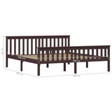 Bed Frame without Mattress Dark Brown Solid Pinewood 180x200 cm Super King 283237