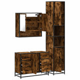 3 Piece Bathroom Furniture Set Smoked Oak Engineered Wood 3301112