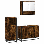 ZNTS 3 Piece Bathroom Furniture Set Smoked Oak Engineered Wood 3300982