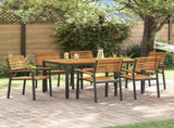 Garden Dining Set 7 pcs Black Solid Acacia Wood 3284400