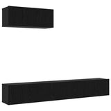 TV Cabinet Set Wall-mounted 3 pcs Black Oak Engineered Wood 3332537