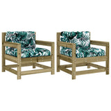 Garden Chairs with Cushions 2 pcs Impregnated Wood Pine 825568