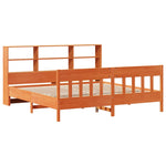 ZNTS Bed Frame without Mattress Wax Brown 200x200 cm Solid Wood Pine 3323211