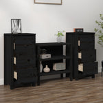 Sideboards 2 pcs Black 40x35x80 cm Solid Wood Pine 813748