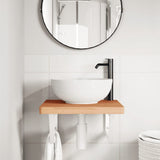 Basin Shelf Wall Mounted Steel and Solid Wood Beech 3302430