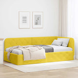 Corner Bed Frame with Headboard Yellow 90 x 190 cm Velvet 42016529