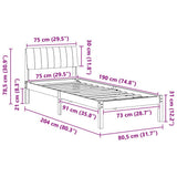 Bed frame Brown and light grey 75 x 190 cm Solid pine wood 878719