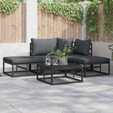 Garden Sofa Set with Cushion 5 pcs Black Aluminium 3378855
