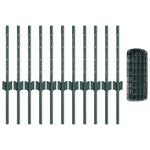 Fence with Posts Green 0.4 x 25 m Steel 3336009