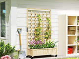 Wooden Trellis Planter, Raised Garden Bed with Wheels, to Climb and Grow Vegetables, Herbs and T3398P313611