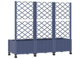 Garden Planter with Trellis&Wheels Blue Grey 120 x 40 x 146 cm 3423058
