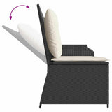 Garden Bench with Cushion Black and Cream White Poly Rattan 3394440