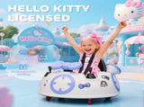 Hello Kitty Kids Ride on Bumper Car with Remote Control, Two Joysticks, Music, Lights, Safety Belt, T3398P378937