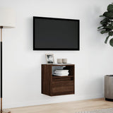 TV Wall Cabinet with LED Lights Brown Oak 41x31x45 cm 852325