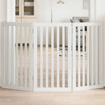 Dog Gate Foldable 3 Panels White 150 cm Poplar Wood 352246